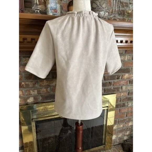 Ann Taylor Beige Suade Shirt Size Medium - Picture 4 of 8